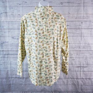 Euro Joy Womens Sweatshirt Jacket Sz Large Yellow Green Martinis Cocktails